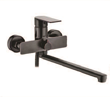 AF17005FW Смеситель ванна с плоским поворотным изливом 350мм черная бронза