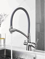 5179AT-13 Accoona Смеситель д/кухни высокий с фильтром Серый/Сатин. (1/10)