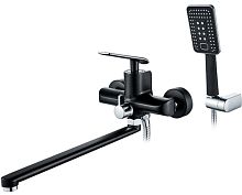 71123F Accoona Смеситель д/ванны 35мм дивертор в корпусе, извлив 35см. Латунь.Черный/Хром (1/10)