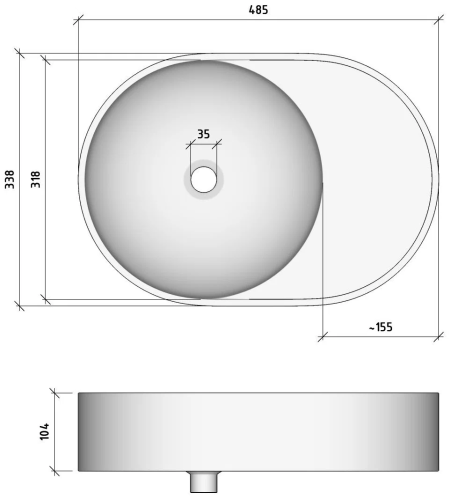 Раковина мебельная "Luna 50" 485х104х338 фото 2