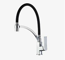 48122 Accoona Смеситель д/кухни черный излив с держателем, гайка. (1/10)