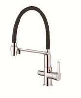 AF14401 Смеситель для кухни с фильтром, силиконовый излив, хром-черный