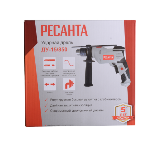 Дрель ударная Ресанта ДУ-15/850 (75/8/3) фото 16