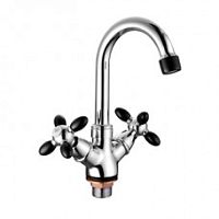 9482F Accoona Смеситель для ум. 1/2 кер гайка ЧЕРНЫЕ ручки (1/10)