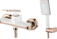 80123GR Accoona Смеситель д/душа с гибким шлангом и лейкой. Белый/Розовое золото (1/10)