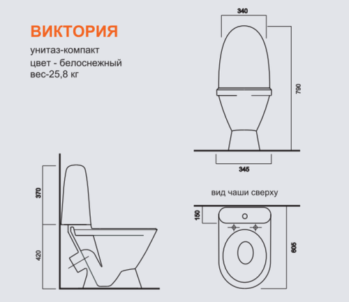 Унитаз-компакт "Виктория-Стандарт" Белый S1 /Sanita/ фото 2 Унитаз-компакт "Виктория-Стандарт" Белый S1 /Sanita/ фото 2