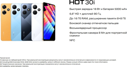 Смартфон Infinix HOT 30i 8/128GB White фото 5