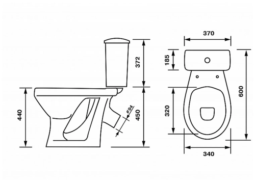 Унитаз-компакт "Персона" белый для инвалидов /Ст. Оскол/ фото 2