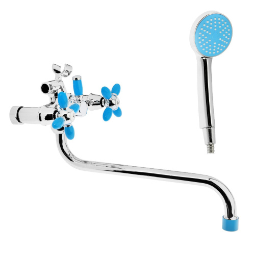 7182M Accoona Смеситель д/ванны 1/2 кер. Синие ручки (1/10+7130S)