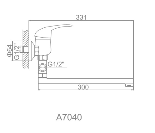 7040 Accoona Смеситель д/ванны 40мм поворотный дивертор фото 2