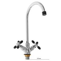 4582F Accoona Смеситель д/кухни 1/2 кер высокий излив Черные ручки   (1/10)