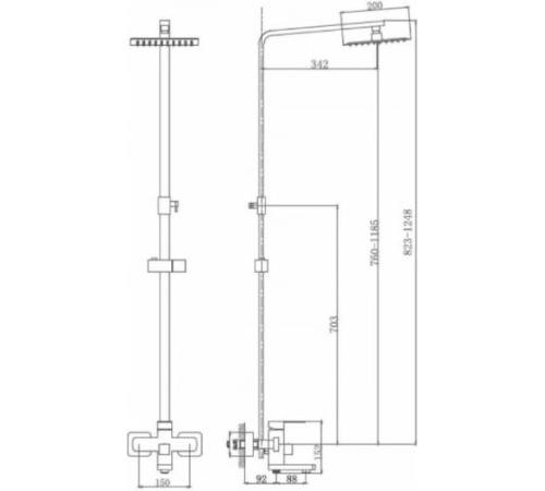 GOF16-A095 TROYA НЕРЖ Смеситель/зонт д/ванны d35 (1/10) фото 2