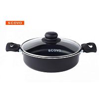 Жаровня 24 см SCOVO Consul RC-040, алюминий, антипригарное, черный, крышка стекло