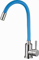 EZA4-F090BU SOLONE Смеситель д/кухни силиконовый излив d35 Нерж/Голубой (1/10)