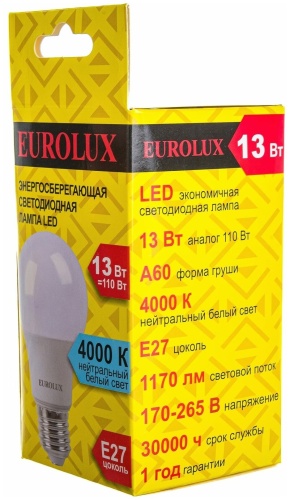 Лампа светодиодная Eurolux LL-E-A60-13W-230-4K-E27 фото 16