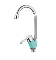 4467M Accoona Смеситель д/кухни высокий излив, гайка. Бирюзовый (1/10)