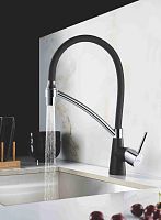 4890FF-2 Accoona Смеситель д/кухни силиконовый излив. Черный/Черный. Латунь