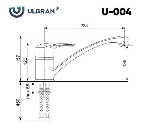 U004-310 Смеситель Ulgran СЕРЫЙ фото 2