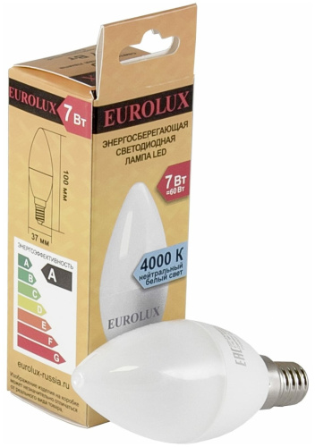 Лампа светодиодная EUROLUX LL-E-C37-7W-230-4K-E14 (76/2/8) фото 7