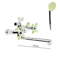 6482K Accoona Смеситель д/ванны 1/2 кер Зелёные ручки (излив 20см)