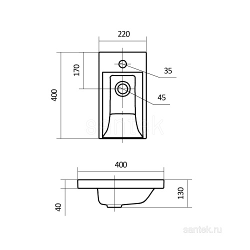 Раковина мебельная "Миранда 40" /Santek/ 1WH302500 фото 2