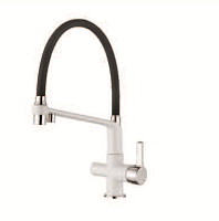 AF14401G Смеситель для кухни с фильтром, силиконовый излив, белый+черный