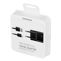 Сетевое зарядное устройство с кабелем Samsung 1 USB 2A+кабель Type C+быстрая зар. (EP-TA20EBE)