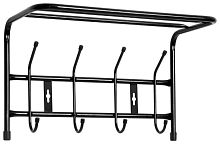 Вешалка настенная НИКА ВП4, металл, черный, 4 рожков,  полка 40,5 х26,5см х24,5см
