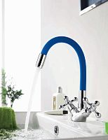 9871M Accoona Смеситель умывальник 1/2 кер. силик. излив СИНИЙ (1/10)