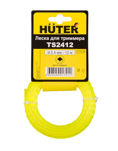 Леска Huter TS2412 для триммера, 2.4 мм, витой квадрат (71/2/13)