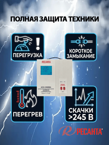 Стабилизатор напряжения Ресанта АСН-10000БА (63/6/40) фото 4