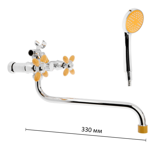 7182H Accoona Смеситель д/ванны 1/2 кер. Желтые ручки (1/10+7130S)