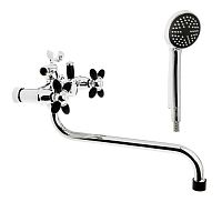 7182F Accoona Смеситель д/ванны 1/2 кер. Черные ручки (1/10+7130S)