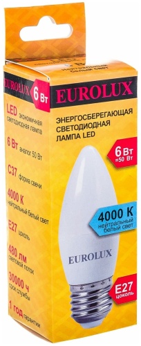 Лампа светодиодная Eurolux LL-E-C37-6W-230-4K-E27 фото 7