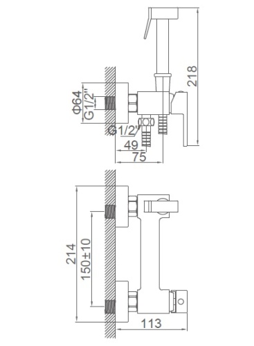 3290F-9 Accoona Гигиенический душ с смесителем Черный (1/10) фото 2