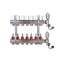 Коллекторная группа с расх. ЛАТУНЬ БЕЗ КРАНОВ 9-вых 1"x3/4" VR112-09A ViEiR (2/1)