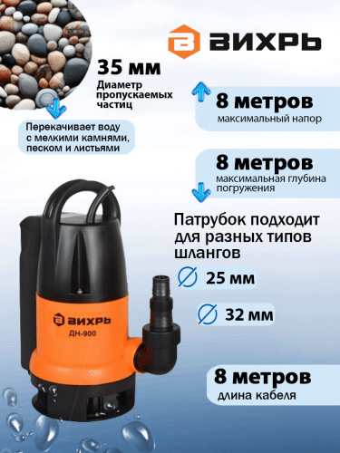 Дренажный насос Вихрь ДН-900 (68/2/3) фото 5 Дренажный насос Вихрь ДН-900 (68/2/3) фото 5