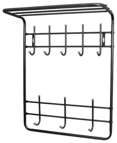 Вешалка настенная НИКА ВПТ8, металл, черный, 8 рожков,  полка 60 х74,5см х25,5см