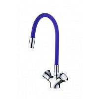 4883М Accoona Смеситель д/кухни силиконовый излив 1/2 кер. Синий (1/10)