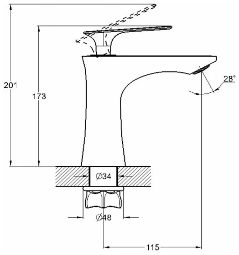 LOT1-A010PW G-LAUF Смеситель д/умывальника d35 (1/10) фото 2