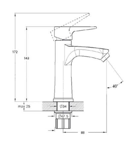 FAB1-A020 SALONE Смеситель д/умывальника d25 гайка (1/10). фото 2