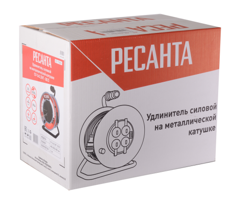 Удлинитель силовой на металлической катушке Ресанта СУ-3х2,5КГ-30/3 (с выкл., 4 розетки, IP44) (61/1 фото 6