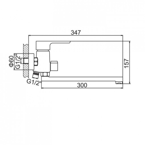 7102 Accoona Смеситель д/ванны 40мм дивертор в корпусе (1/10) фото 2