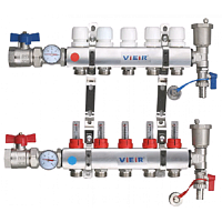 Группа коллекторов с расход. НЕРЖ С КРАНАМИ 5 -вых 1"x3/4" VR113-05 ViEiR (5/1)
