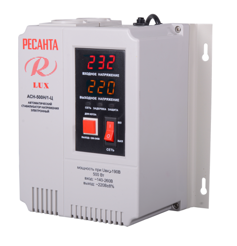 Стабилизатор напряжения Ресанта АСН-500Н/1-Ц LUX (63/6/39) Стабилизатор напряжения Ресанта АСН-500Н/1-Ц LUX (63/6/39)