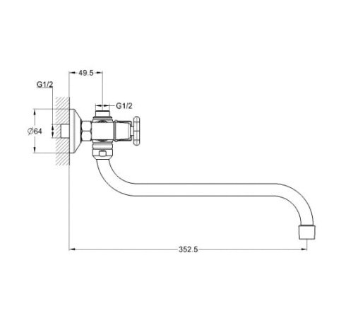 JIK7-A102-А SOLONE Смеситель д/ванны 1/2 кер. ЭКОНОМ (1/10) фото 2
