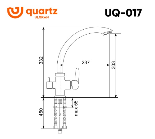 Смеситель д/кухни ULGRAN Quartz UQ-017-07 УГОЛЬ фото 2