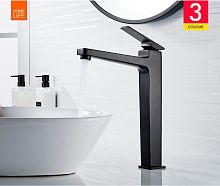 91124F Accoona Смеситель для умывальника высокий с гайкой ЧЕРНЫЙ (1/10)