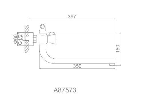 87573 Accoona Смеситель д/ванны 1/2 кер (излив 30см) фото 2 87573 Accoona Смеситель д/ванны 1/2 кер (излив 30см) фото 2