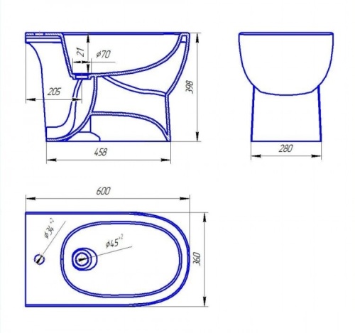 Биде напольное "Art ВКС" Белый S1 /Sanita LUX/ фото 2 Биде напольное "Art ВКС" Белый S1 /Sanita LUX/ фото 2